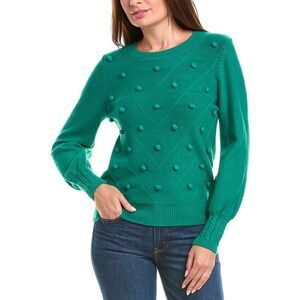 Rain + Rose Womens  Pom Pom Sweater, Green